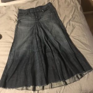 7 For All Mankind Long Denim Pleated Skirt